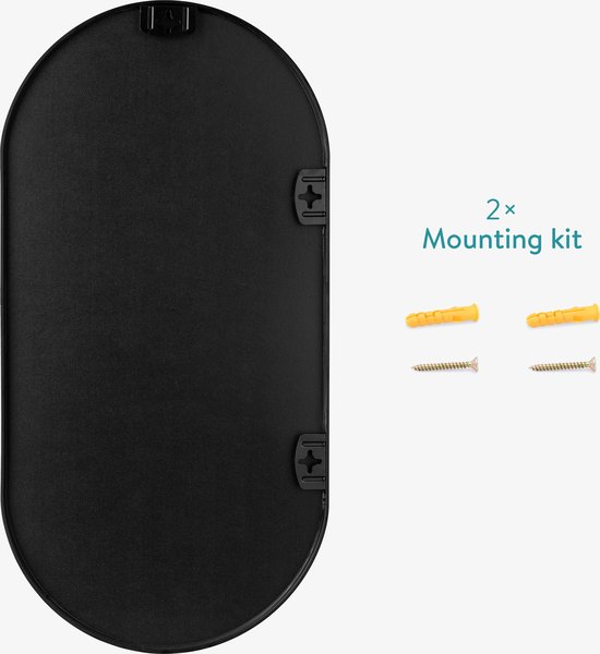 Miroir mural Navaris - Miroir mural ovale 85 x 46 cm - Cadre en aluminium noir - Horizontal ou vertical