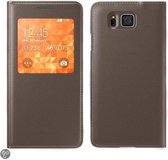 Samsung Galaxy Alpha G850F S view cover case Bruin/ Brons Brown