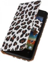 Luipaard Bookstyle Wallte Case Hoesjes voor Huawei Ascend Y300 Bruin