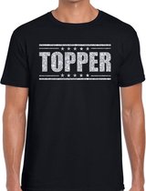 Zwart Topper shirt in zilveren glitter letters heren - Toppers dresscode kleding S