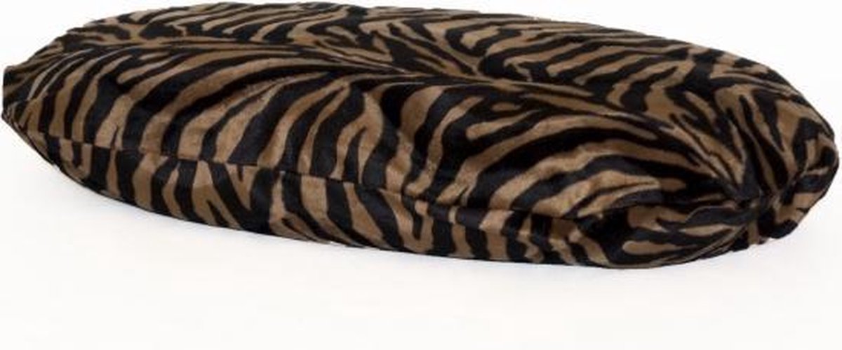 Losse hoes hondenkussen ovaal bonfire zebra zwart/bruin kussen maat 77x50 cm