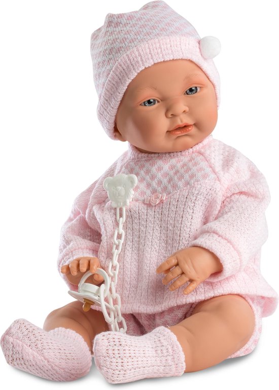 fundament aanbidden generatie Llorens babypop blank meisje 45 cm met kleding en speen | bol.com