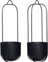 Hübsch 940802 Hangpot - set van 2 - ø16 x H44 cm - zwart