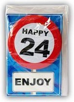 Happy Birthday kaart met button 24 jaar