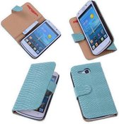 "Bestcases  ""Slang"" Turqoise Bookcase Cover Hoesje Huawei Ascend Y600"