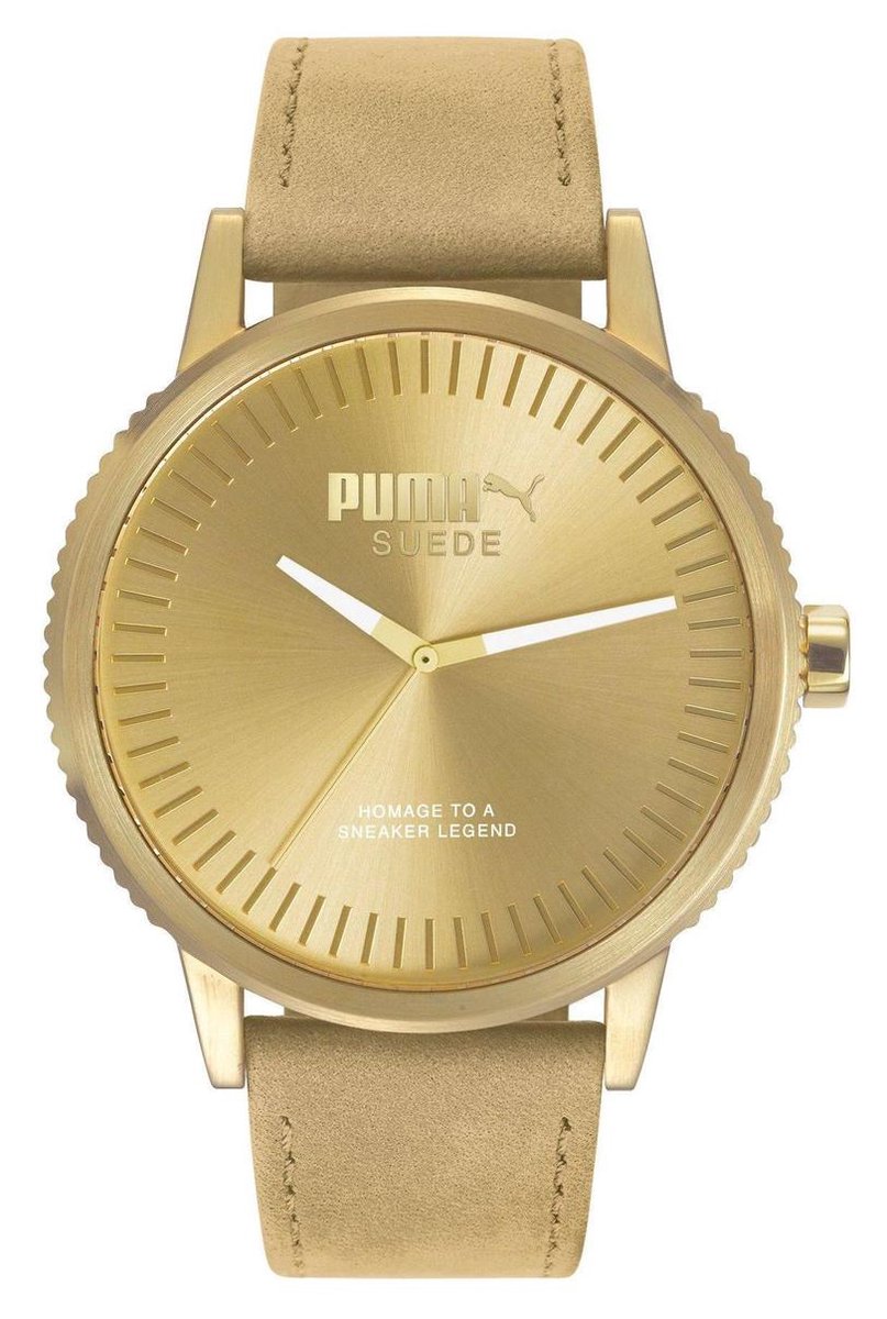 Puma Suede PU104101009 Horloge - Leer - Crème - Ø 45 mm