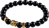 Fako Bijoux® - Buddha Armband - Deluxe - Goudkleurig - Zwart