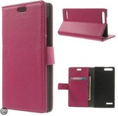 Litchi grain Wallet case hoesje Huawei Ascend G6 pink