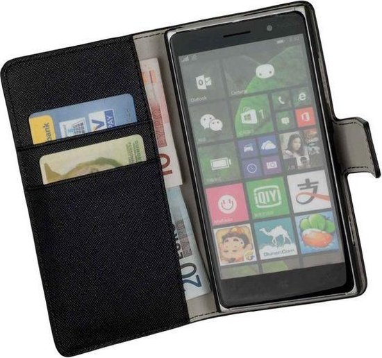 HC Zwart Nokia Lumia 830 Bookcase Flip case Wallet Telefoonhoesje