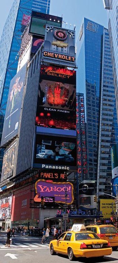 New York Deurposter behang Times Square / Taxi - 210 x 95 cm