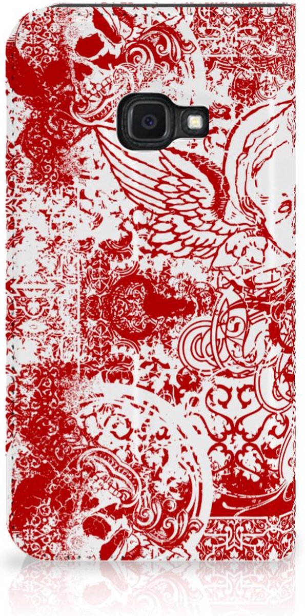 Mobiel BookCase Samsung Galaxy Xcover 4s Angel Skull Rood
