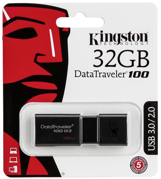 Kingston DataTraveler 100 G3 32GB - USB-Stick / Zwart - Kingston
