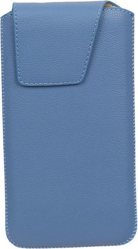 BestCases.nl Samsung Galaxy Premier - Universele Leder look insteekhoes/pouch Model 1 - Blauw Medium