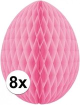 8x Décoration oeuf de Pâques rose clair 10 cm - Déco Pâques / Déco Pâques