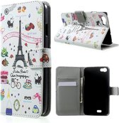 Wiko Lenny Hoesje Parijs (Wallet Stand Case)