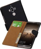 Croco Bookstyle Wallet Case Hoesjes Geschikt voor Huawei Mate 9 Zwart