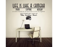 Muursticker Life is like a camera - Muursticker werkkamer - Muursticker kantoor - Muursticker kantoorruimte - Inspirerende muursticker - Muursticker quote - Muursticker met inspirerende quote - L35 x B68 cm