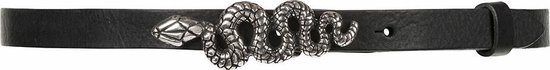 Depeche Snake riem smal – zwart/zilverkleurig – 95cm