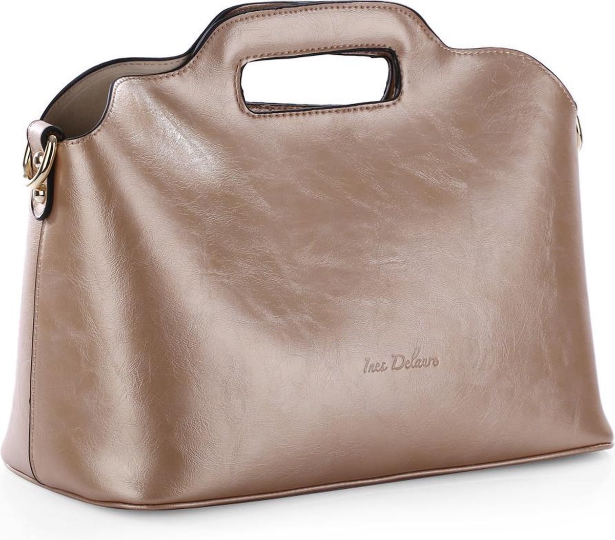 Ines Delaure - Handige tas in tas/bag in bag - handtas/crossbody - goud metallic