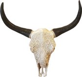 Buffel schedel skull bedrukt - Skull voor aan de muur - Dierenhoofd - Schedel decoratie - Skull - Skull gegraveerd - 64 cm breed