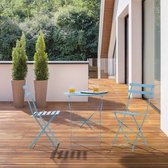 Bistro tuinset voor 2 personen - Ronde tafel 60 cm met 2 stoelen - Gepoedercoat staal - Blauw