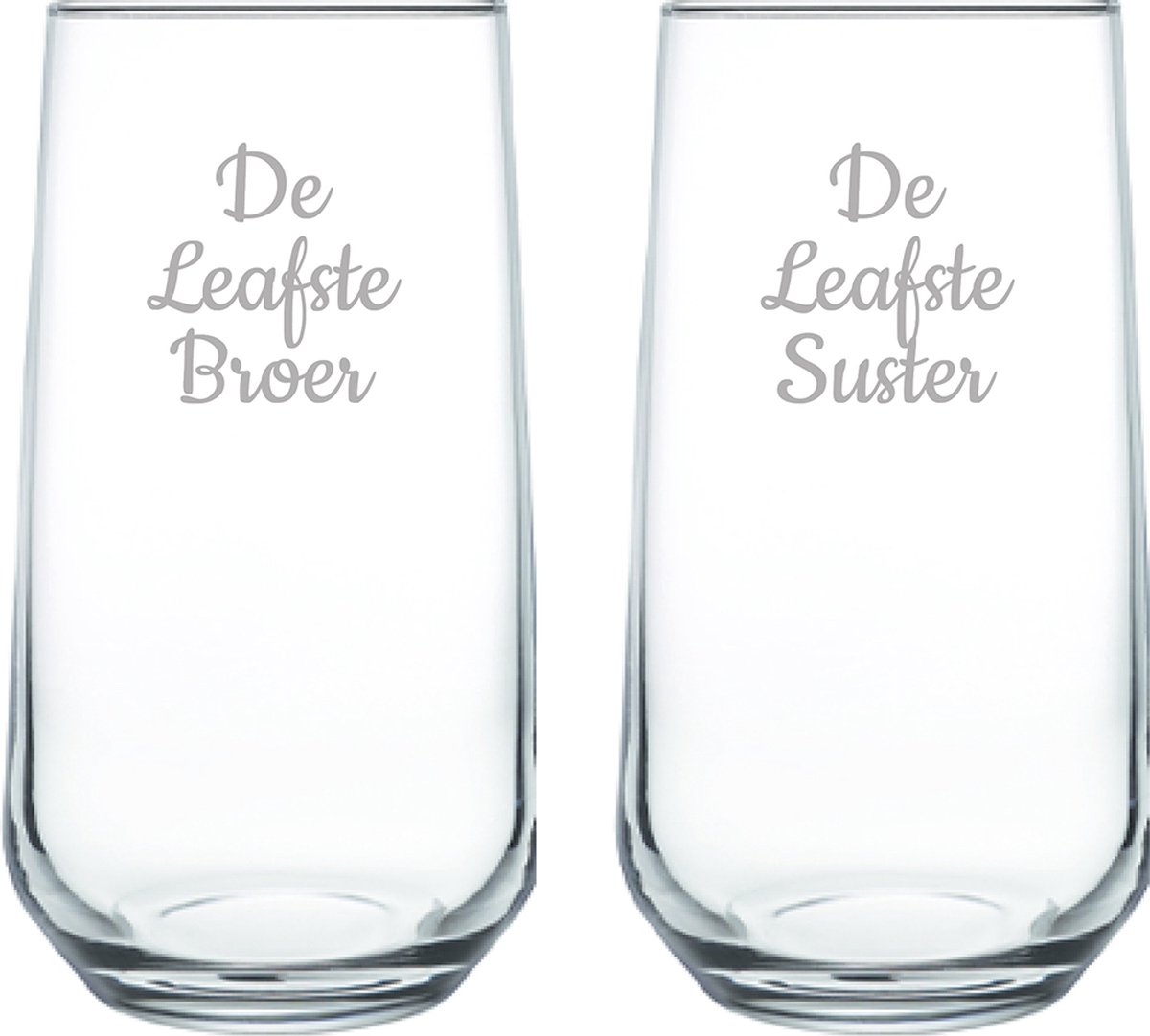 Gegraveerde Drinkglas 47cl De Leafste Broer-De Leafste Suster
