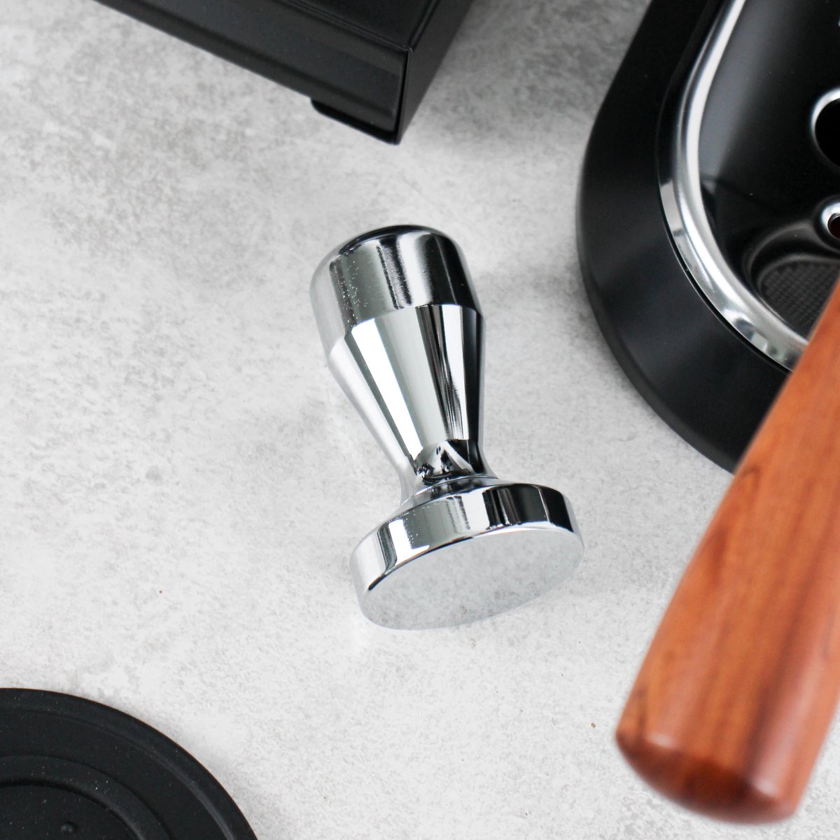 Set Tamper Espresso 51mm Pour Delonghi EC680/EC685/EC785/EC885 - Porte-filtre Sans Fond + Distributeur Aiguille - Noyer Et Acier Inox