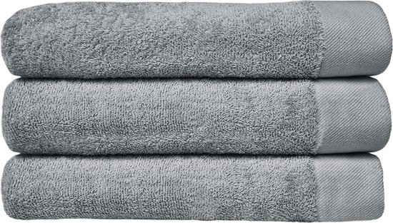 HOOMstyle Lot de 3 serviettes - 70x140cm - qualité de l'hôtel - 100% coton 650gr/m2 - Gris
