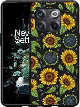 OnePlus 10T Hoesje Zwart Sunflowers - Designed by Cazy
