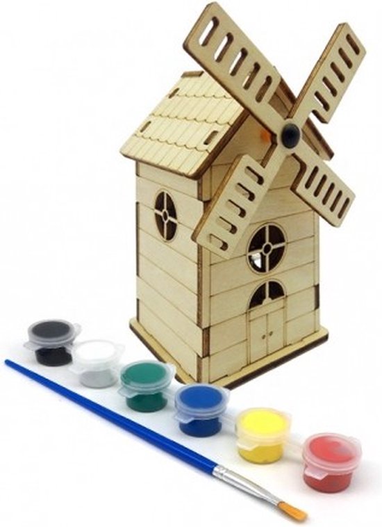 Bouwpakket Muziekdoosje Speeldoosje Molen- hout van Robotime — afbeelding 3