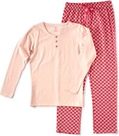 Little Label Pyjama Dames Maat XS/34 - roze, fuchsia - Geruit - Dames Pyjama - Zachte BIO Katoen