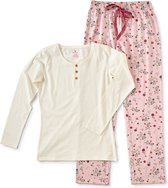 Little Label Pyjama Dames Maat XS/34 - lilaroze, groen, fuchsia - Bloemen - Dames Pyjama - Zachte BIO Katoen