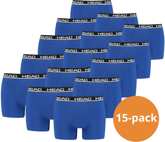 HEAD boxershorts Basic Blue/Black- 15-Pack Blauwe heren boxershorts - Maat S