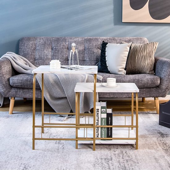 COSTWAY 180 cm consoletafel, haltafel, smal marmerlook, salontafel met