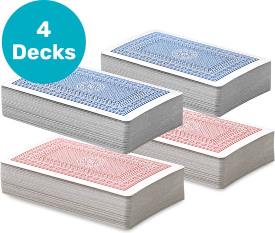 Thumbnail van een extra afbeelding van het spel LBB Speelkaarten - 4 pack - 4x 56 kaarten - Standaard maat - Volwassen - Pokerkaarten - Playing-cards
