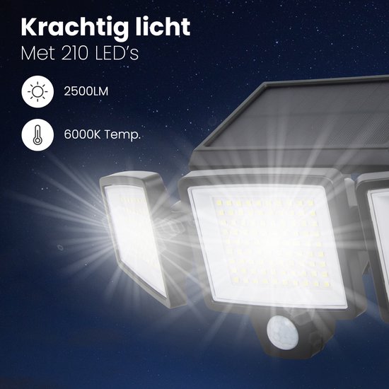 Krachtig licht met 210 LED's, 2500LM, 6000K.