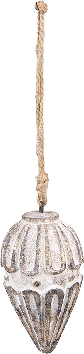 Kersthanger van Clayre & Eef, beige bruin hout, afmetingen Ø 6x11 cm.