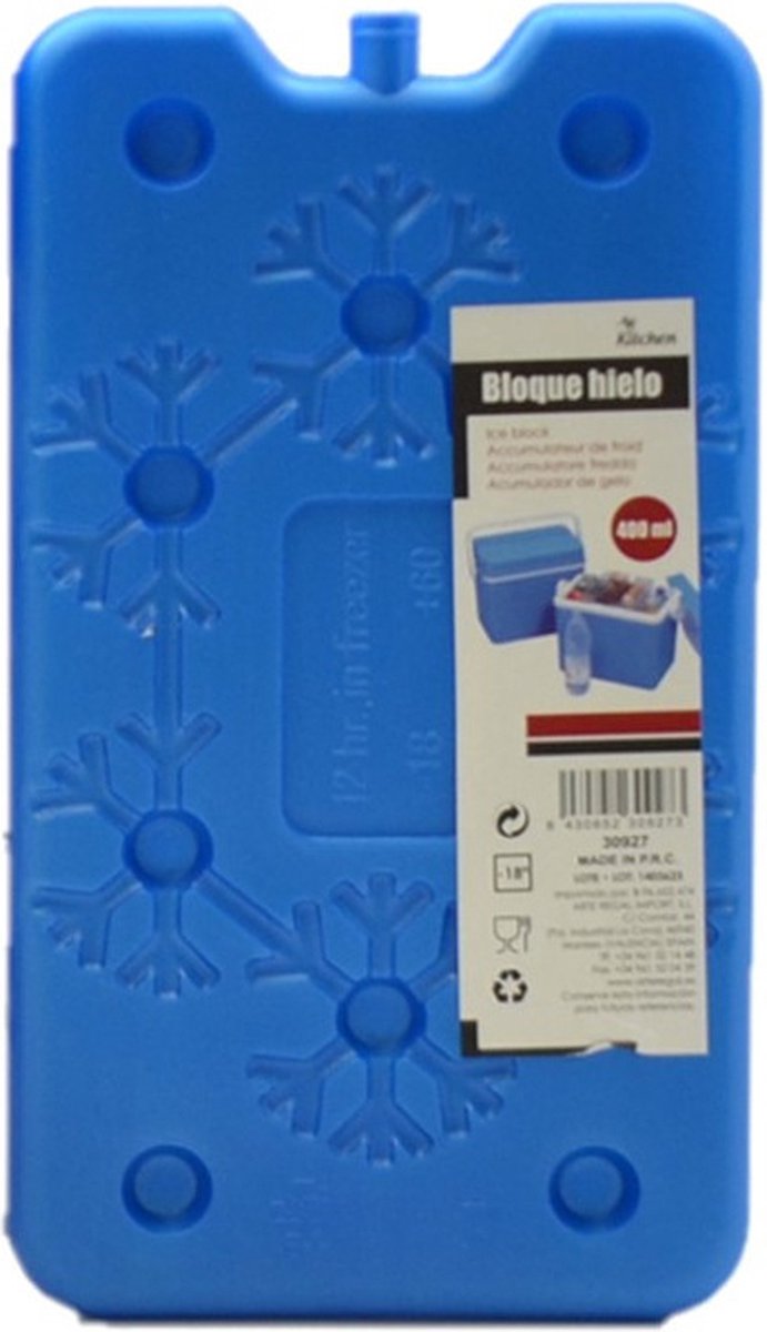 Koelelementen plat - 14 x 2 x 25 cm - blauw - 400 gram - Koelblokken/koelelementen voor koeltas/koelbox