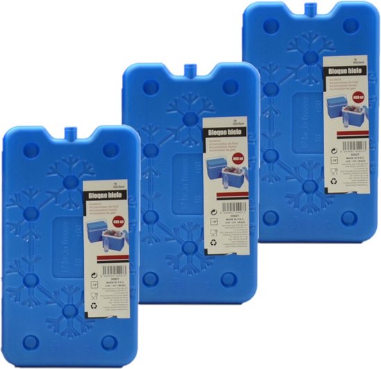 Koelelementen plat - 14 x 2 x 25 cm - blauw - 400 gram - Koelblokken/koelelementen voor koeltas/koelbox van KOEL — afbeelding 3