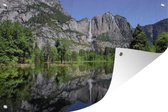 Reflet des montagnes dans l'eau au Yosemite National Park Garden affiche 180x120 cm - Toile de jardin / Toile d'extérieur / Peintures d'extérieur (décoration de jardin) XXL / Groot format!