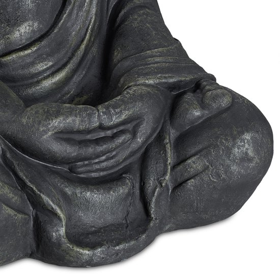Statue Bouddha Relaxdays - 70 cm - statue de jardin zen - polyrésine - décoration jardin - anthracite