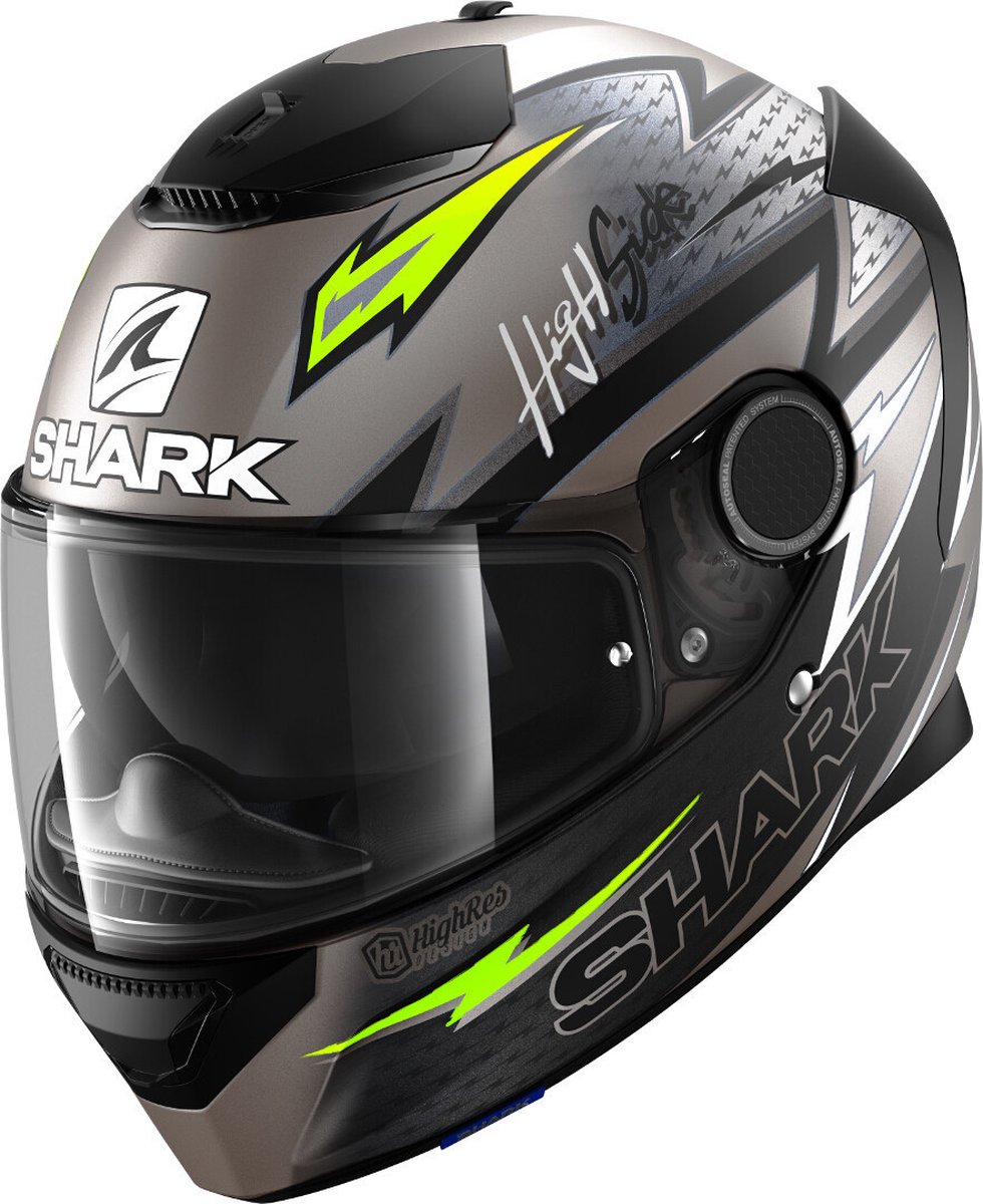 SHARK SPARTAN 1.2 ADRIAN PARASSOL Motorhelm integraalhelm Mat Antraciet Zwart Geel - Maat XS