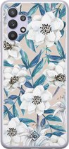 Casimoda® hoesje - Geschikt voor Samsung A32 5G - Bloemen / Floral blauw - Backcover - Siliconen/TPU - Blauw