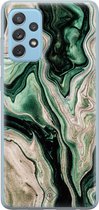 Casimoda® hoesje - Geschikt voor Samsung A52 (5G) - Groen marmer / Marble - Backcover - Siliconen/TPU - Groen