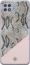 Casimoda® hoesje - Geschikt voor Samsung A22 5G - Snake Print - Backcover - Siliconen/TPU - Roze