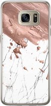 Casimoda® hoesje - Geschikt voor Samsung S7 Edge - Marble Splash - Backcover - Siliconen/TPU - Bruin/beige