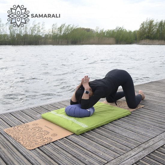 Samarali - Sun Eclipse Yogamat - Kurk & Natuur Rubber - Milieuvriendelijk - Antimicrobieel - Antislip - 183x61x0.4 cm - Inclusief Draagband en eBook van Samarali — afbeelding 2