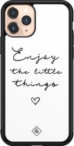 Casimoda® hoesje - Geschikt voor iPhone 11 Pro - Enjoy Life - Luxe Hard Case Zwart - Backcover telefoonhoesje - Wit