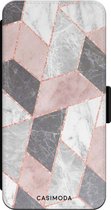 Casimoda® bookcase - Geschikt voor iPhone XR - Hoesje met pasjeshouder - Stone grid marmer / Abstract marble - Multi - Kunstleer
