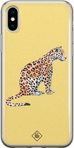 Casimoda® hoesje - Geschikt voor iPhone Xs - Leo Wild - Siliconen/TPU telefoonhoesje - Backcover - Luipaard - Mint